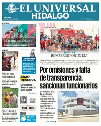 Portada El Universal Hidalgo 8/4/26