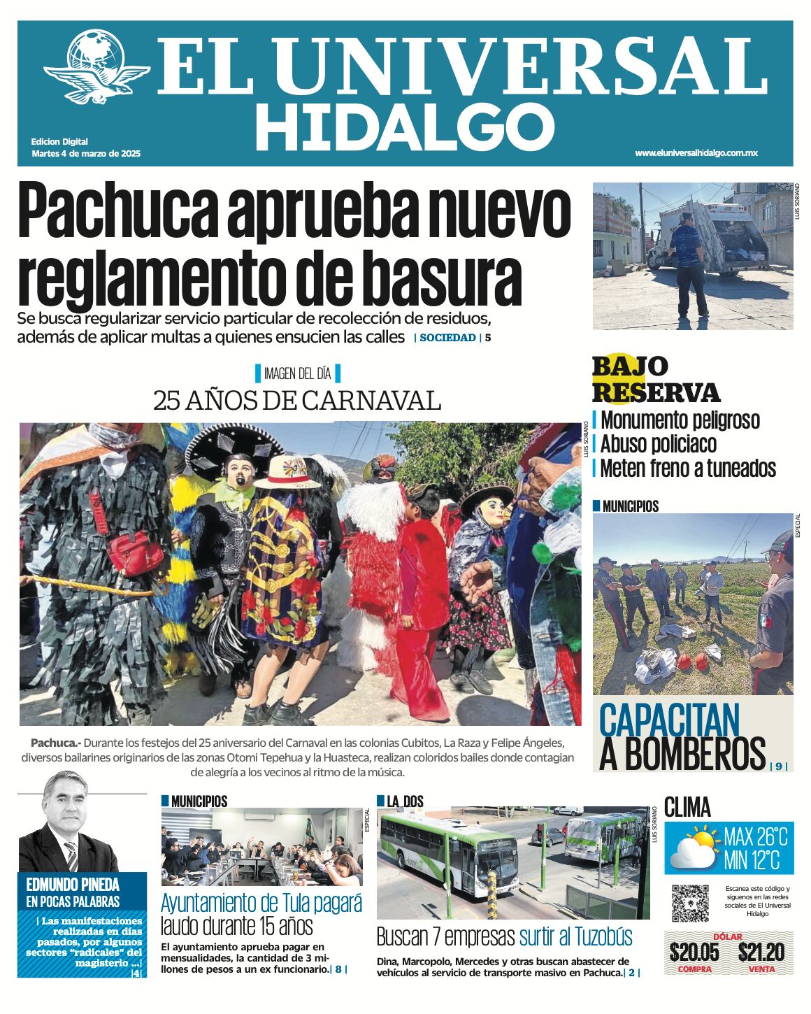Portada El Universal Hidalgo 040325