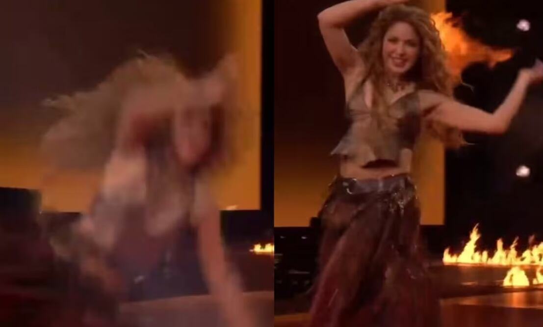 Shakira se resbaló en el escenario. Foto: TikTok.
