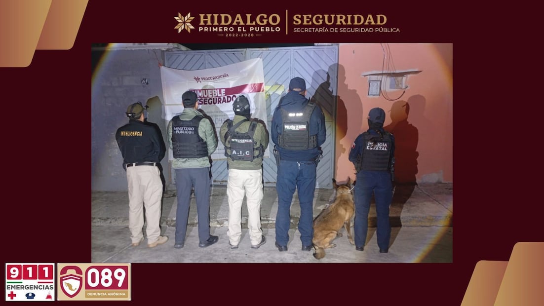 Cateo en Tolcayuca deja ocho detenidos y casi 300 dosis de droga aseguradas | Foto: SSPH