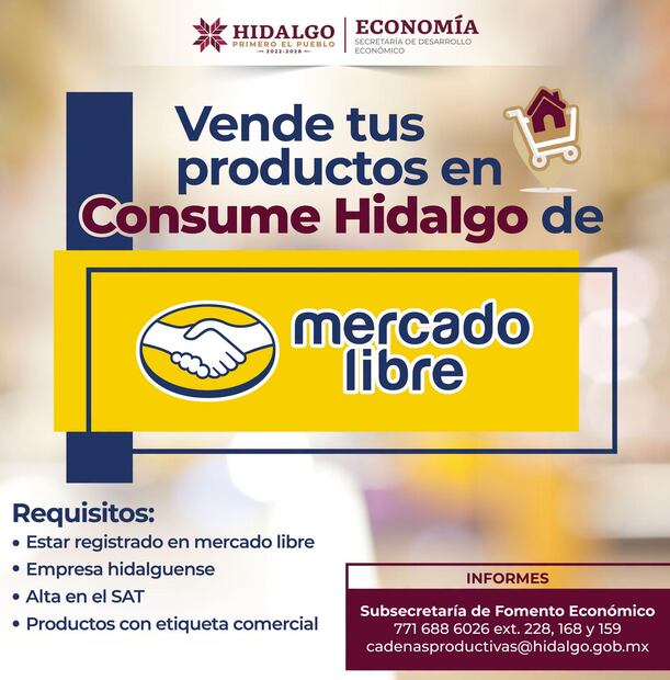 Productores y empresas podrán comercializar sus artículos en la tienda oficial "Consume Hidalgo" de Mercado Libre | Facebook: Desarrollo Económico Hidalgo