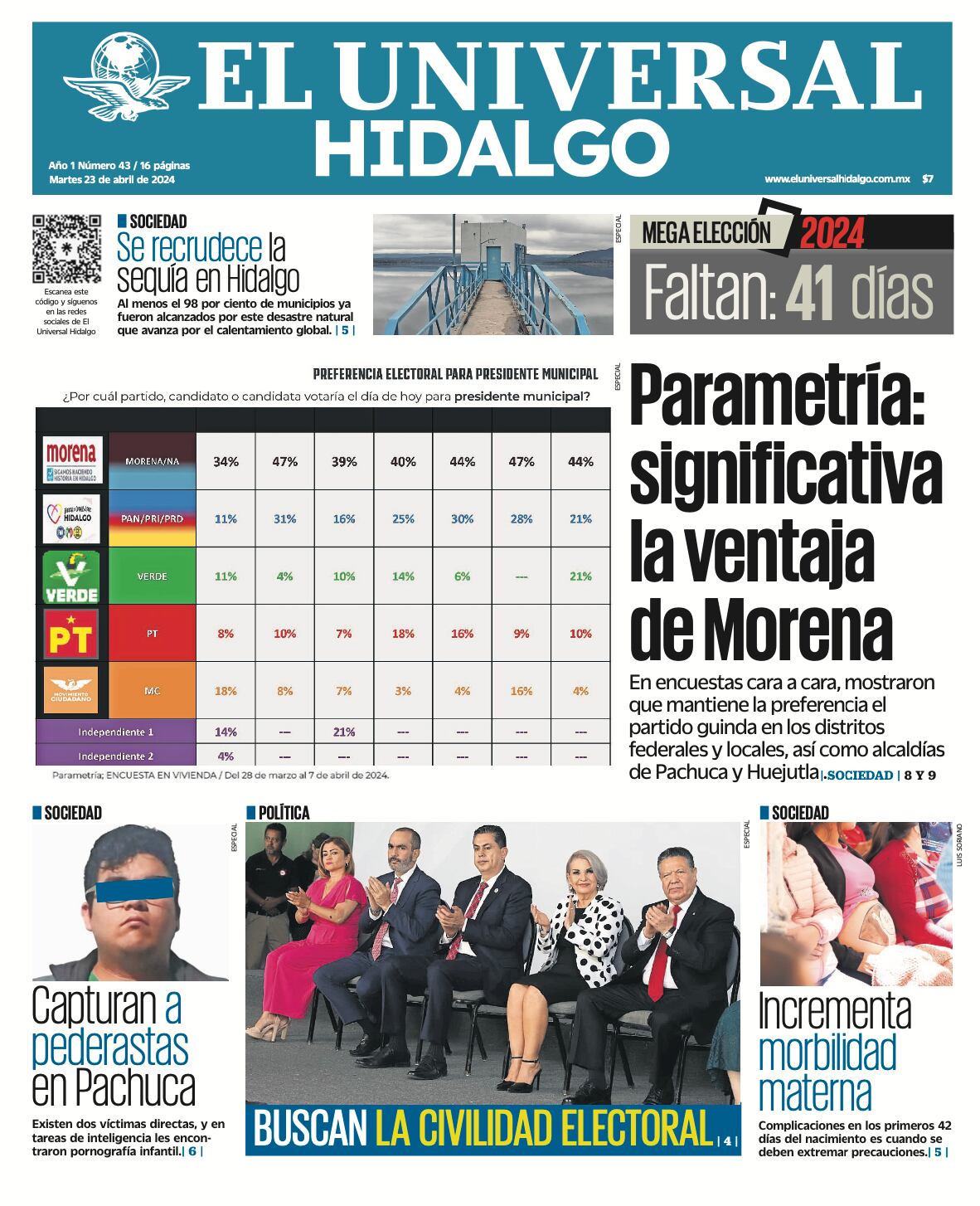 Portada El Universal Hidalgo 230424
