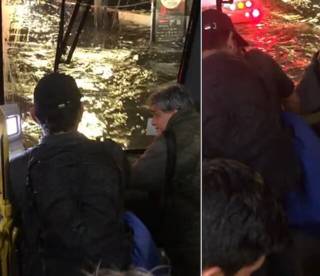 "Saquen la lancha": fuertes lluvias en CDMX provocan caos en Metrobús; video muestra inundación en unidad
