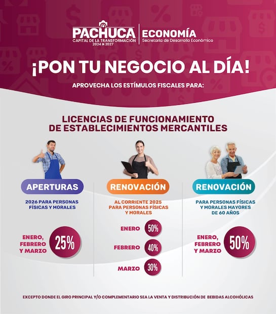 Pachuca impulsa la actividad comercial con estímulos fiscales para 2026 | Facebook: H. Ayuntamiento de Pachuca