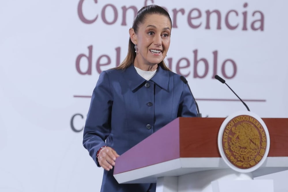 La presidenta Claudia Sheinbaum durante su conferencia matutina desde Palacio Nacional. Foto: Agencia EL UNIVERSAL/Gabriel Pano/RDB.