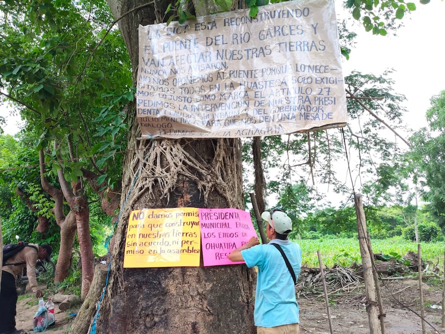 Campesinos protestan por construcción de puente I Foto: Francisco Bautista