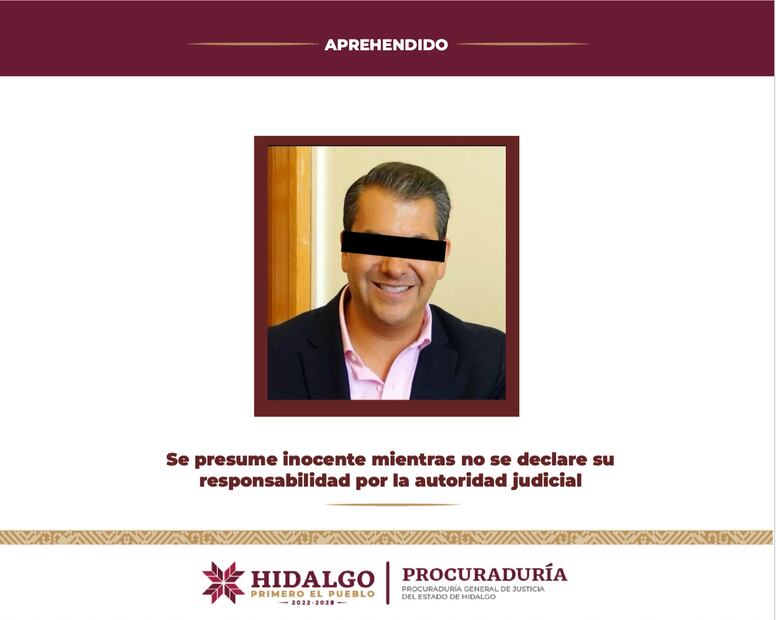 Detienen a exalcalde de Pachuca por presunto peculado de 37 millones de pesos | Foto: PGJEH