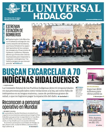 Portada El Universal Hidalgo 29/7/26