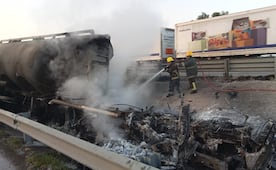Tractocamión se incendia tras accidente en el Arco Norte; hay afectaciones viales