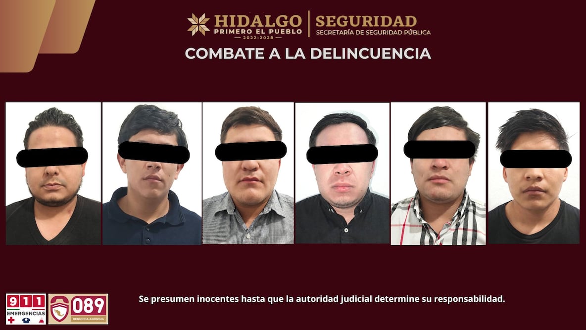 Operativo en Tecozautla deja seis detenidos y nueve armas aseguradas | Fotos: SSPH