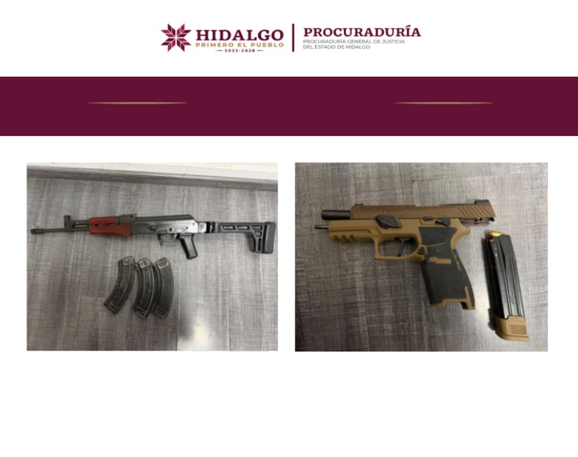 Caen dos mujeres y un hombre con presunta droga y armas en Tula | Fotos: PGJEH