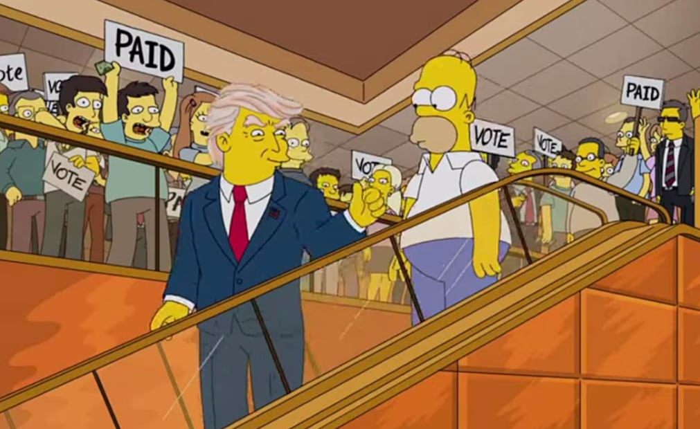 Recientemente, Los Simpsons hicieron referencia al precandidato republicano en un spot para promocionar su nueva temporada (Foto: Tomada de YouTube)