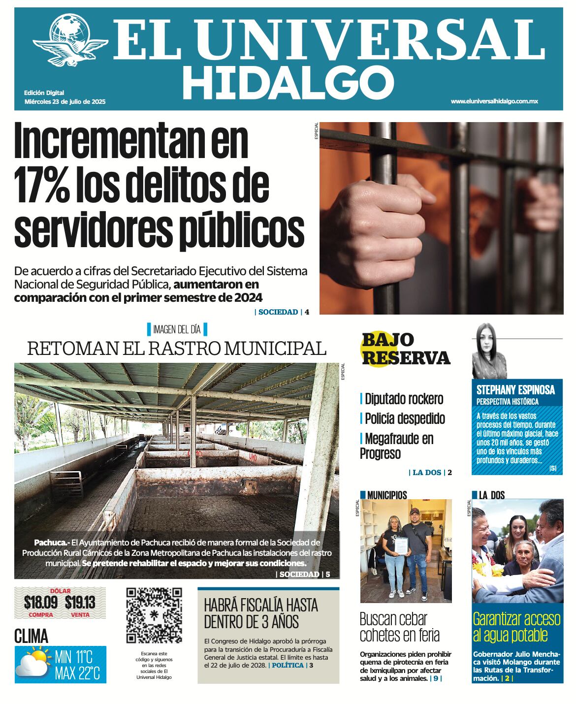 Portada El Universal Hidalgo 230725