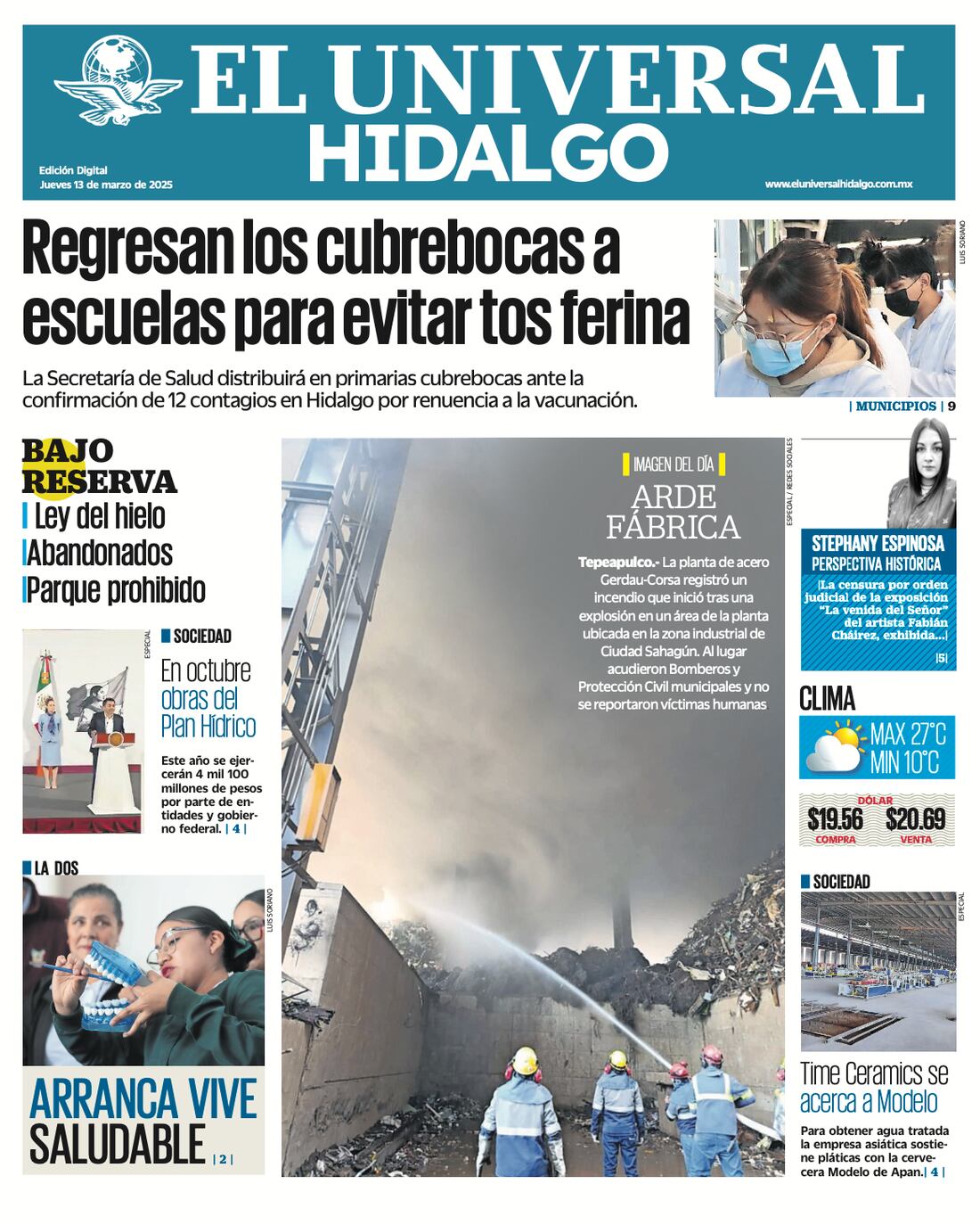 Portada El Universal Hidalgo 130325