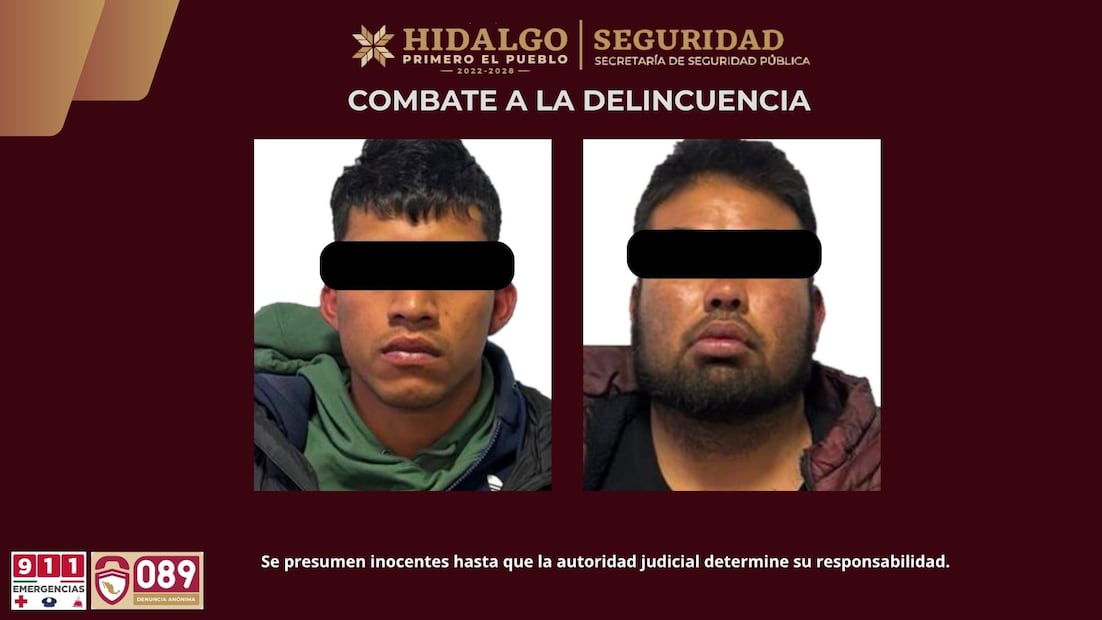 Detienen a dos presuntos generadores de violencia en Zempoala | Foto: SSPH
